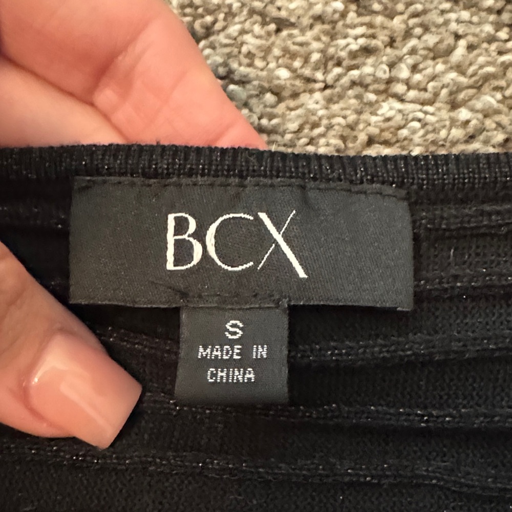 BCX Black Ribbed V-Neck Wrap Detail Sweater - Picture 2 of 5